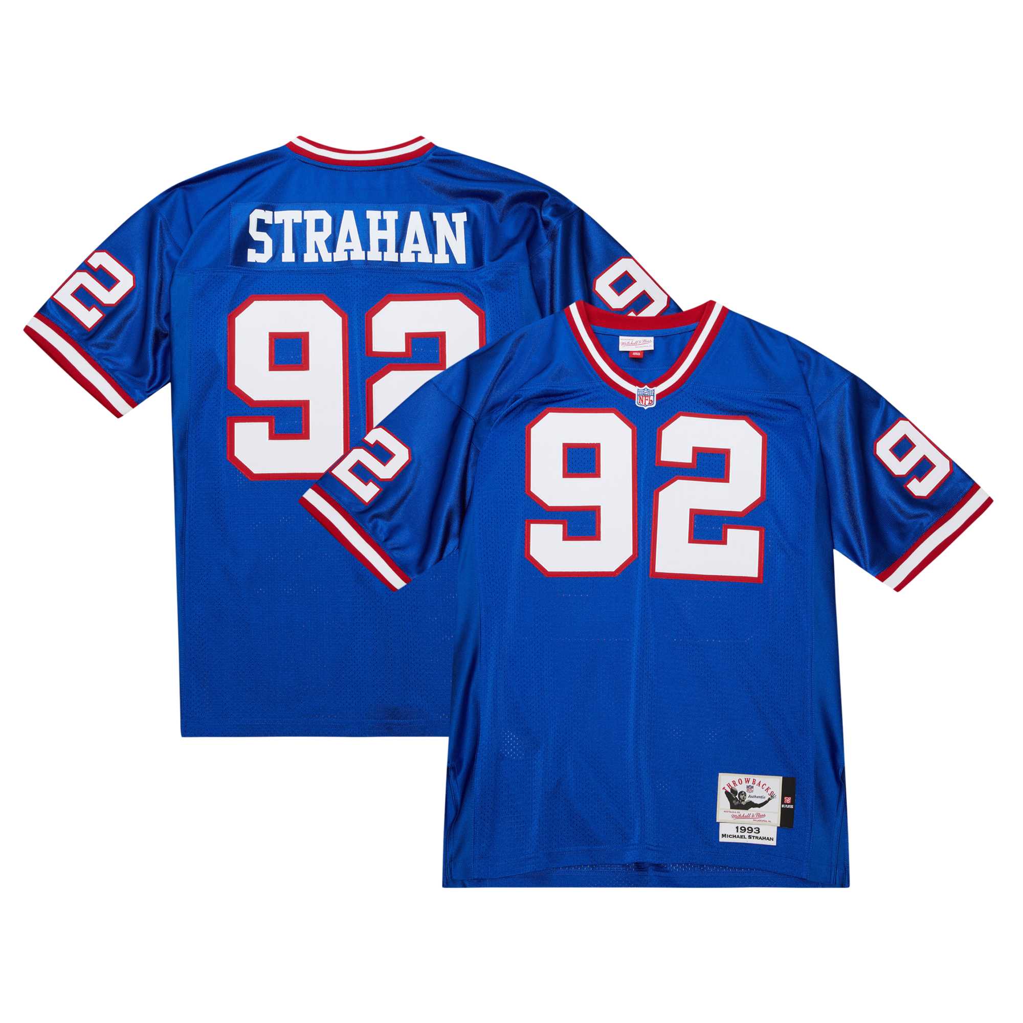 Michael Strahan New York Giants 1993 Mitchell & Ness Authentic Throwback Retired Player Jersey - Royal - myjerseyhub