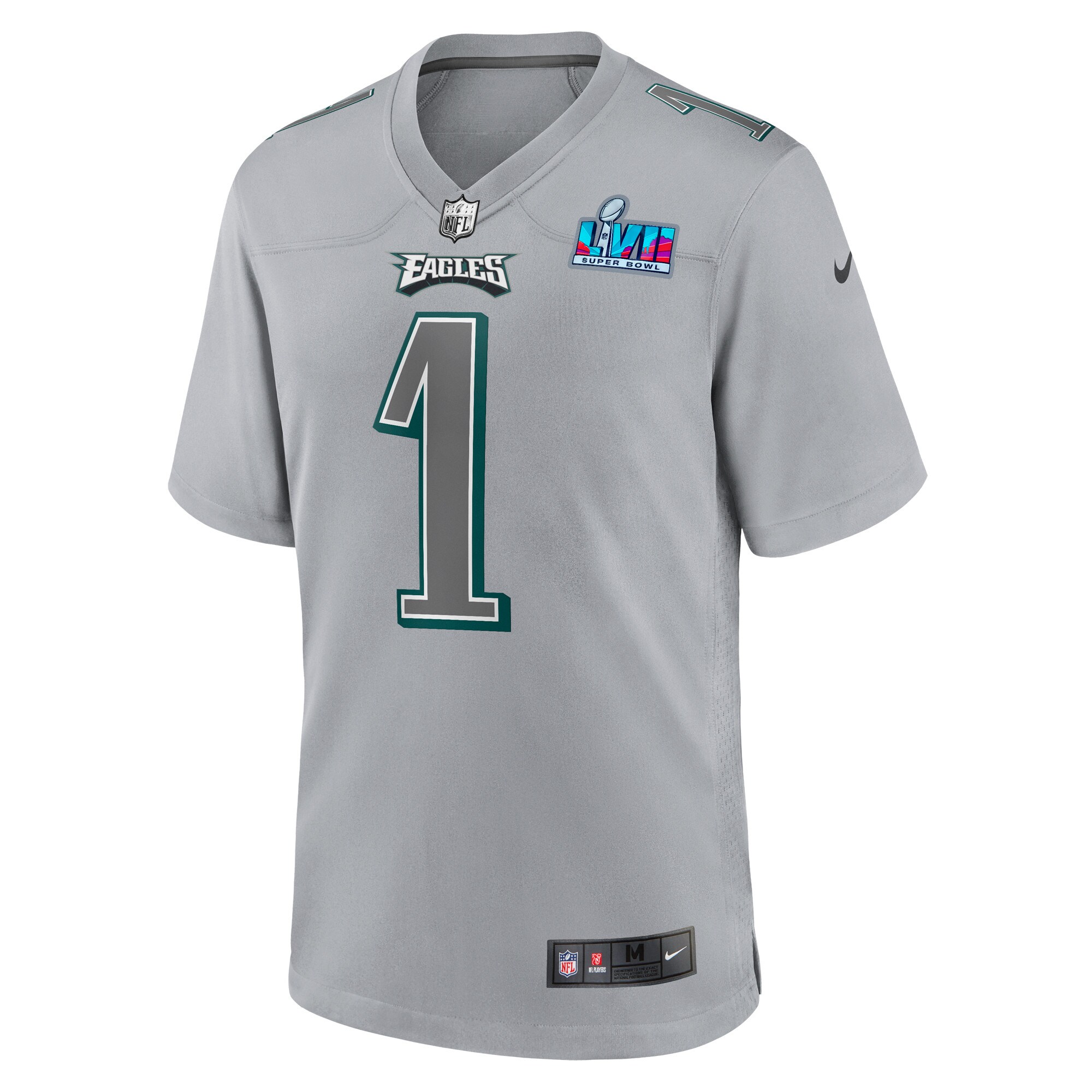 Jalen Hurts Philadelphia Eagles Youth Super Bowl LVII Patch Atmosphere Fashion Game Jersey - Gray - myjerseyhub