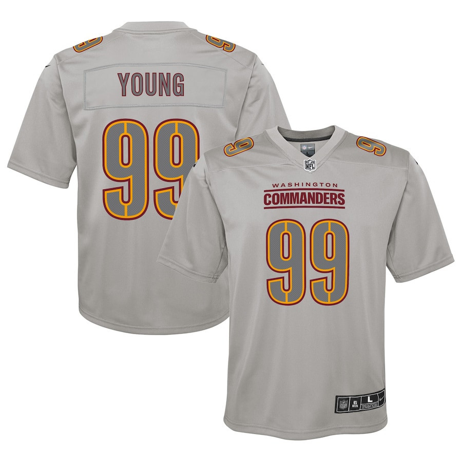 Chase Young 99 Washington Commanders YOUTH Atmosphere Fashion Game Jersey - Gray - myjerseyhub