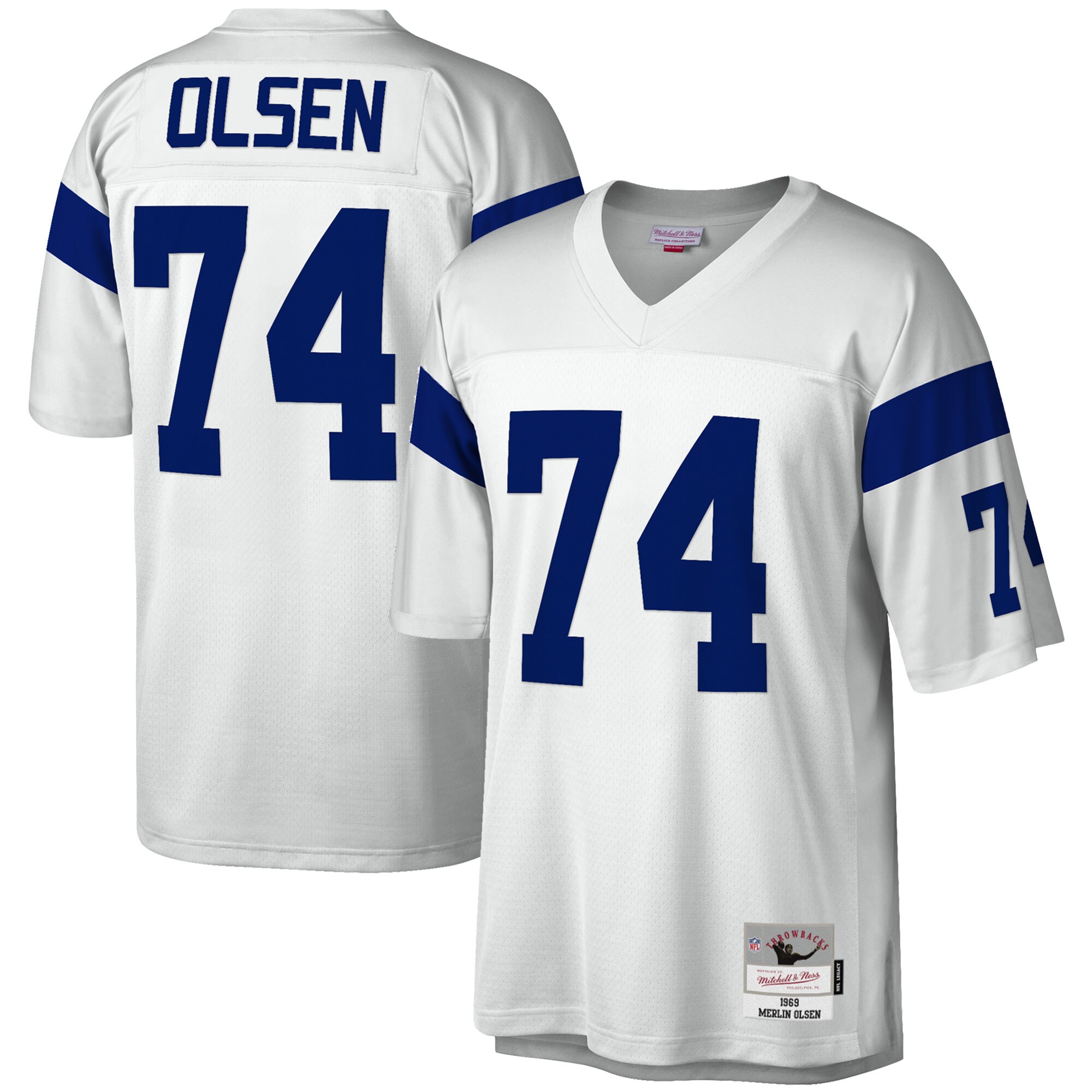 Merlin Olsen Los Angeles Rams Mitchell & Ness Legacy Replica Jersey - White - myjerseyhub
