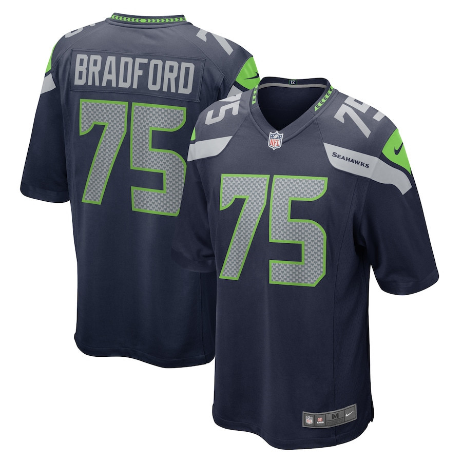 Anthony Bradford 75 Seattle Seahawks Men Team Game Jersey - College Navy - myjerseyhub