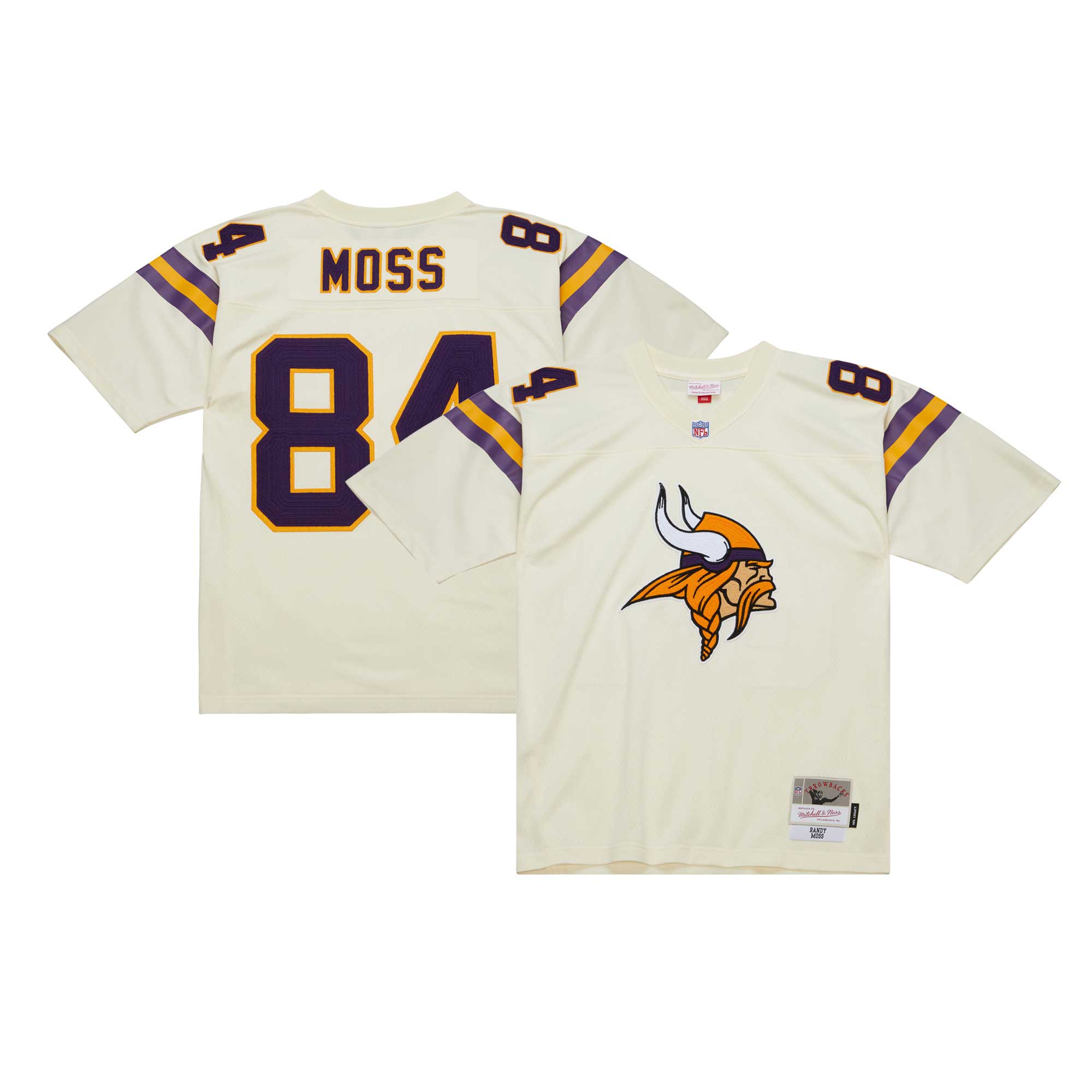 Randy Moss Minnesota Vikings Mitchell & Ness Chainstitch Legacy Jersey - Cream - myjerseyhub