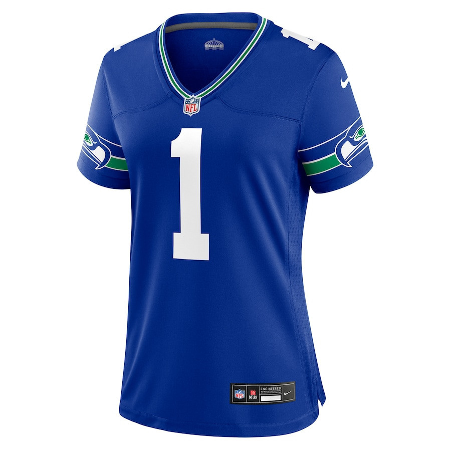 Warren Moon 1 Seattle Seahawks Women Throwback Retired Game Jersey - Royal - myjerseyhub