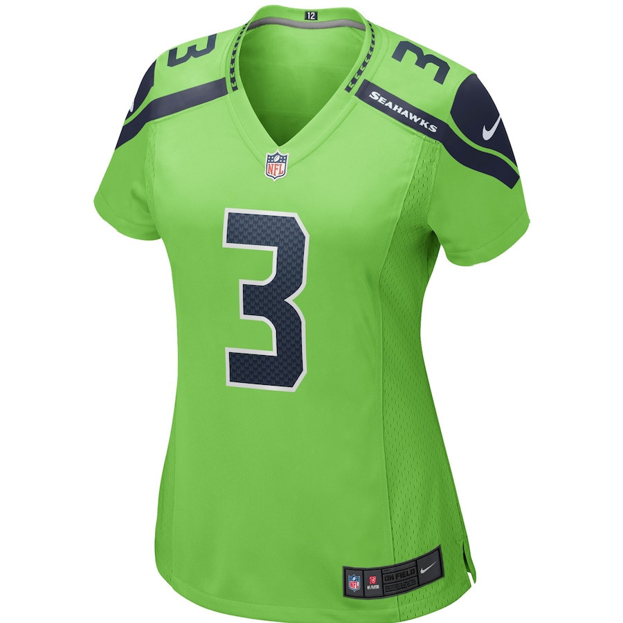 Russell Wilson 3 Seattle Seahawks Women Alternate Game Jersey - Neon Green - myjerseyhub
