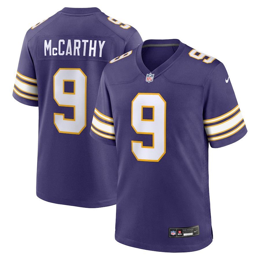 J.J. McCarthy 9 Minnesota Vikings 2024 NFL Draft 2nd Alternate Game Jersey - Purple - myjerseyhub