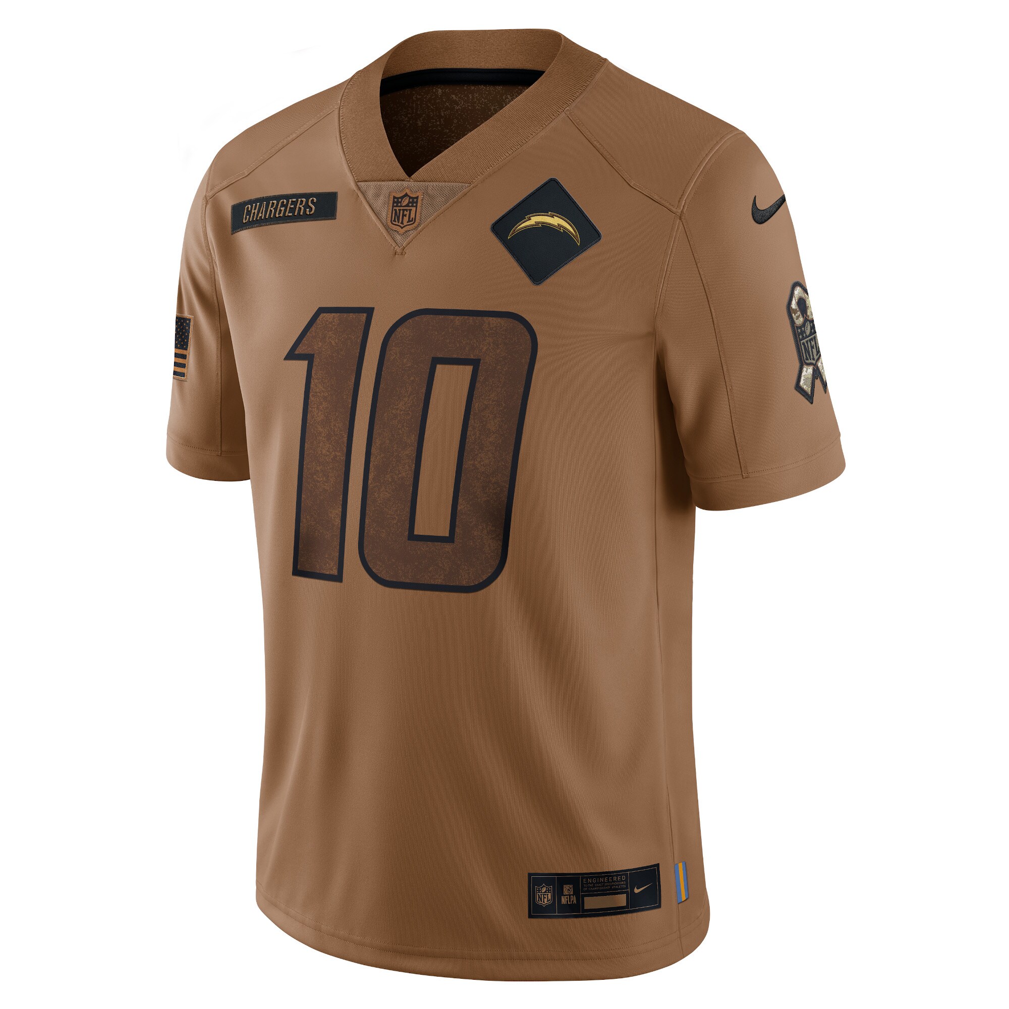 Justin Herbert Los Angeles Chargers 2023 Salute To Service Limited Jersey - Brown - myjerseyhub
