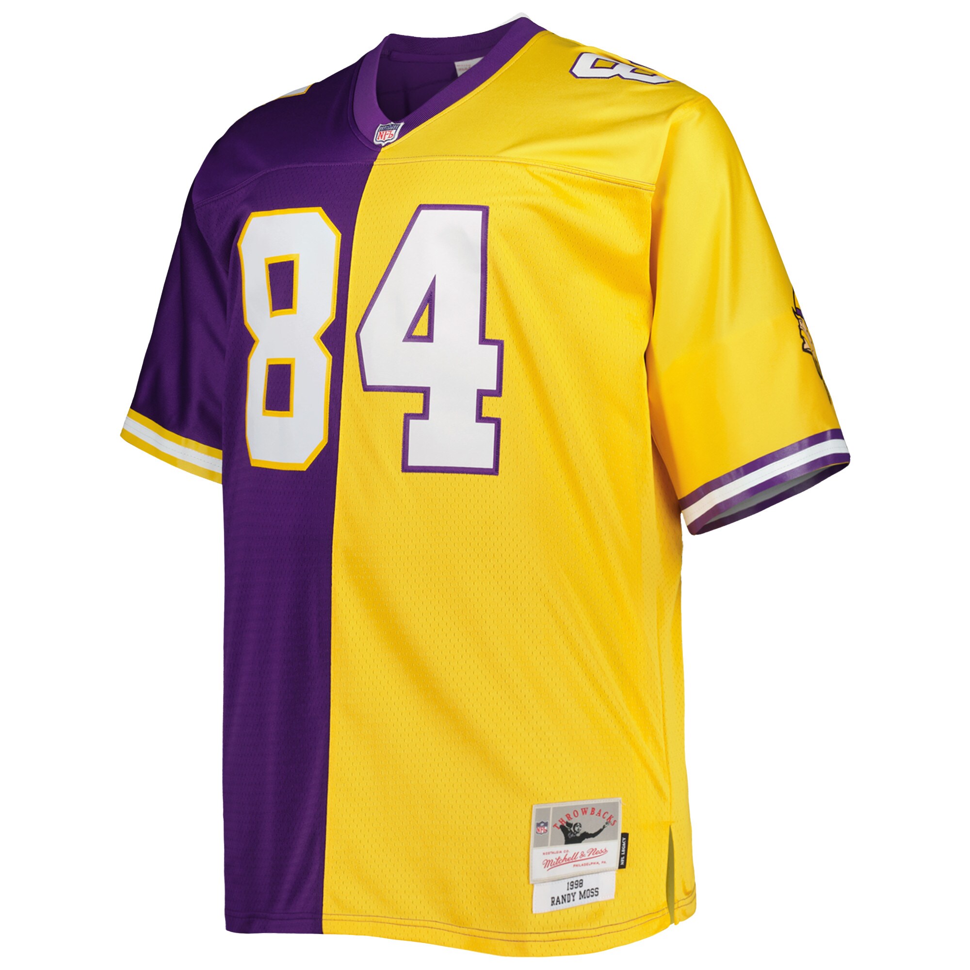 Randy Moss Minnesota Vikings Mitchell & Ness Big & Tall Split Legacy Retired Player Replica Jersey - Purple\/Gold - myjerseyhub