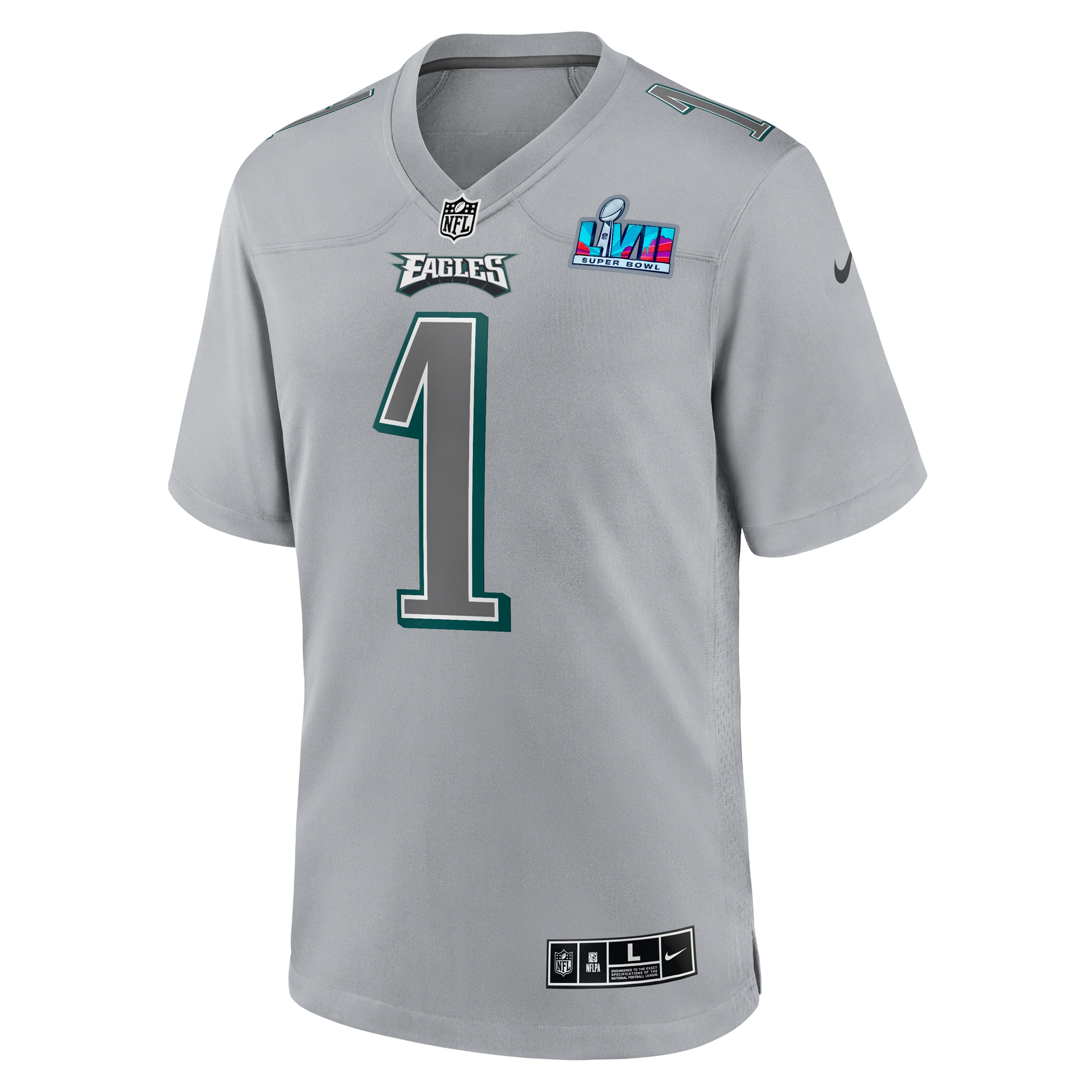 Jalen Hurts Philadelphia Eagles Super Bowl LVII Patch Atmosphere Fashion Game Jersey - Gray - myjerseyhub