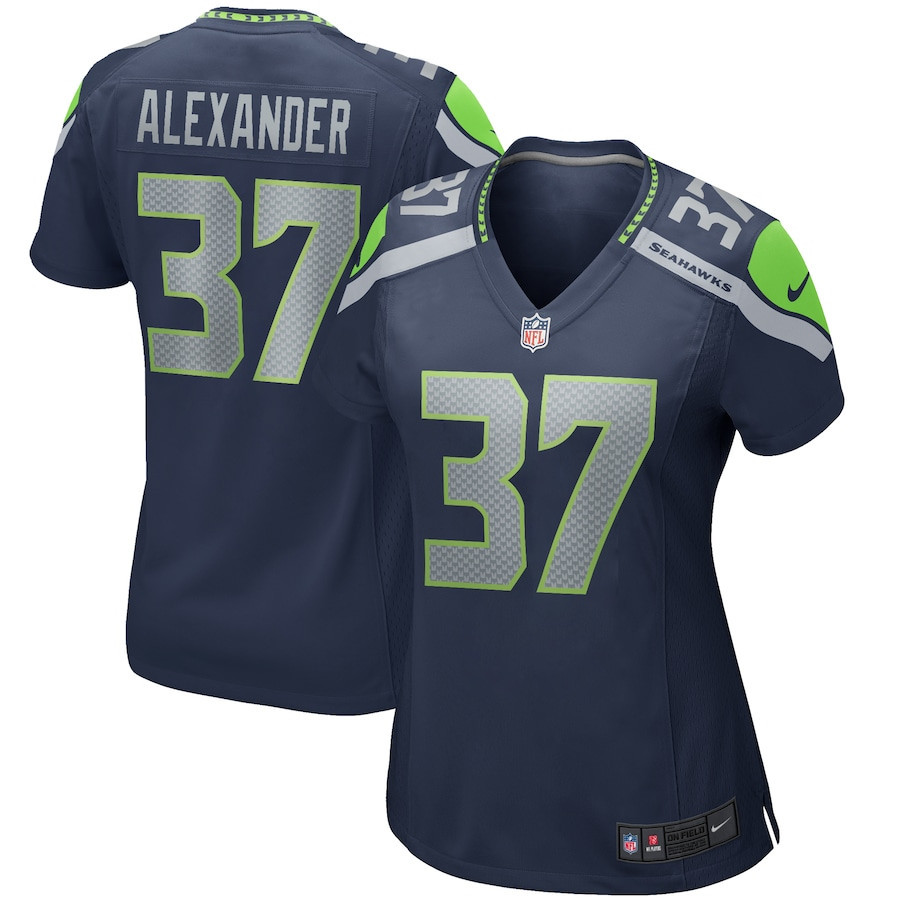 Shaun Alexander 37 Seattle Seahawks Women Game Retired Jersey - College Navy - myjerseyhub