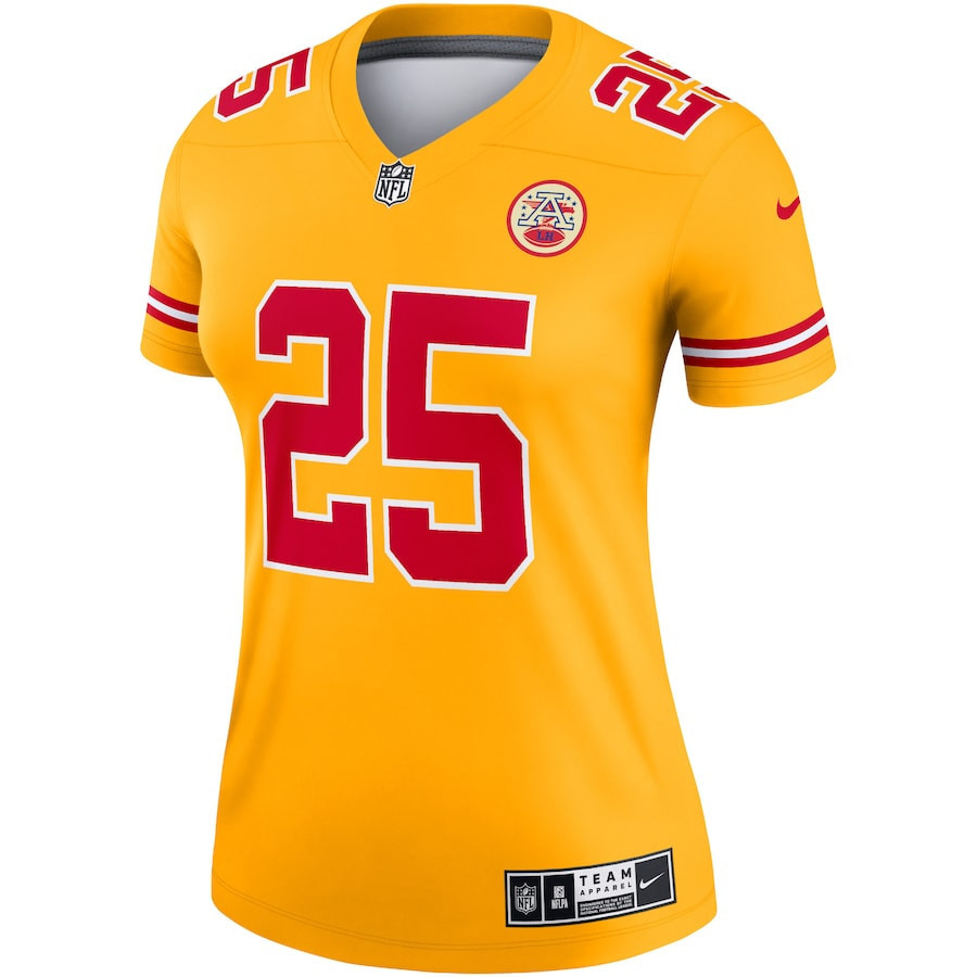 Clyde Edwards-Helaire 25 Kansas City Chiefs Women Inverted Legend Jersey - Gold - myjerseyhub