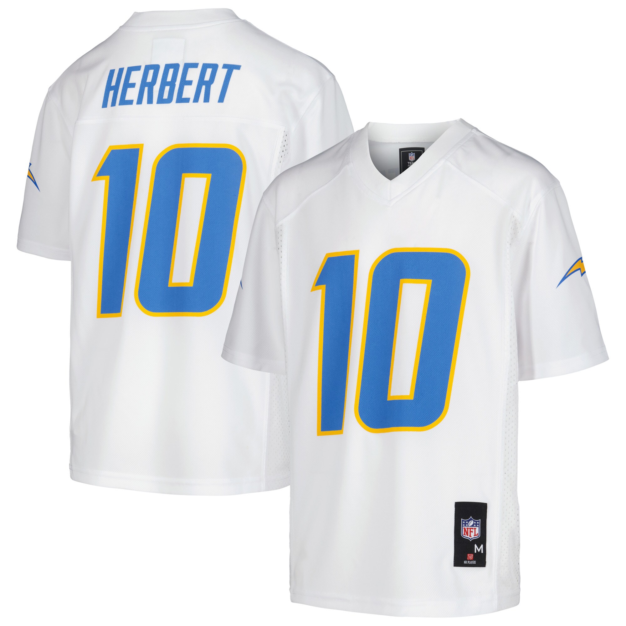 Justin Herbert Los Angeles Chargers Youth Replica Player Jersey - White - myjerseyhub