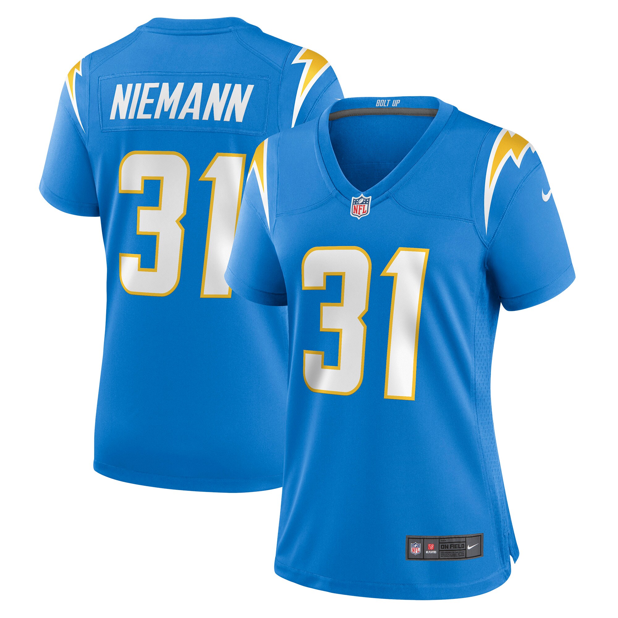 Nick Niemann Los Angeles Chargers Women's Game Player Jersey - Powder Blue - myjerseyhub