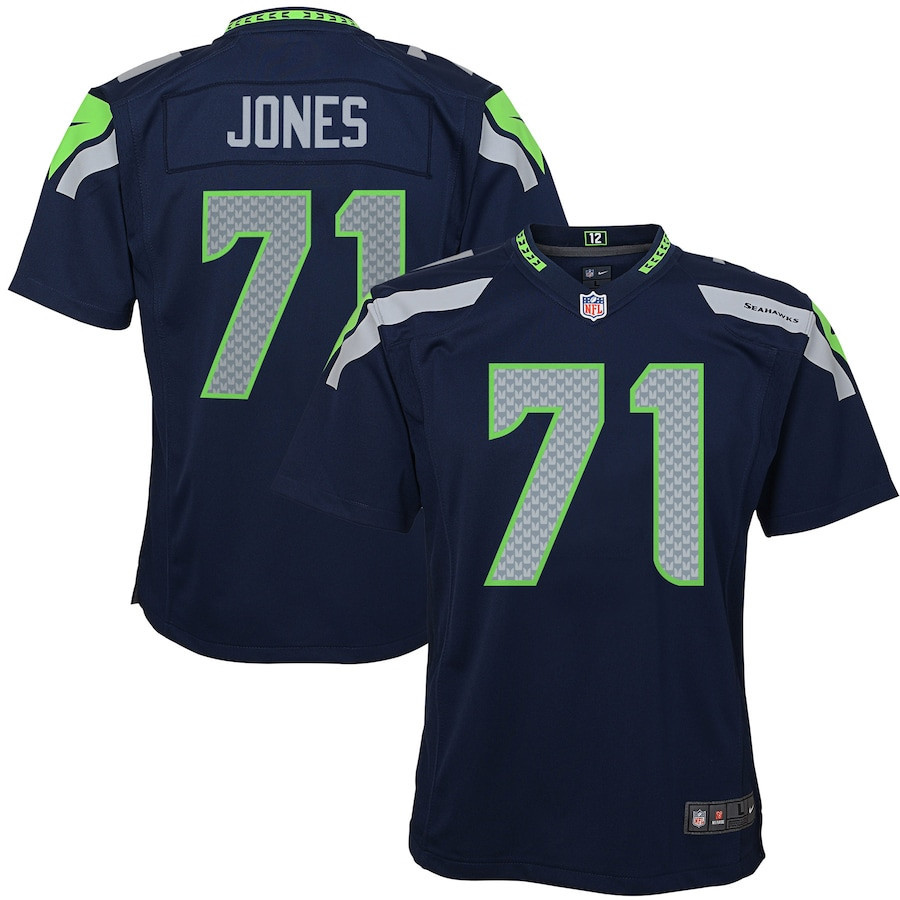 Walter Jones 71 Seattle Seahawks YOUTH Retired Game Jersey - Navy Blue - myjerseyhub