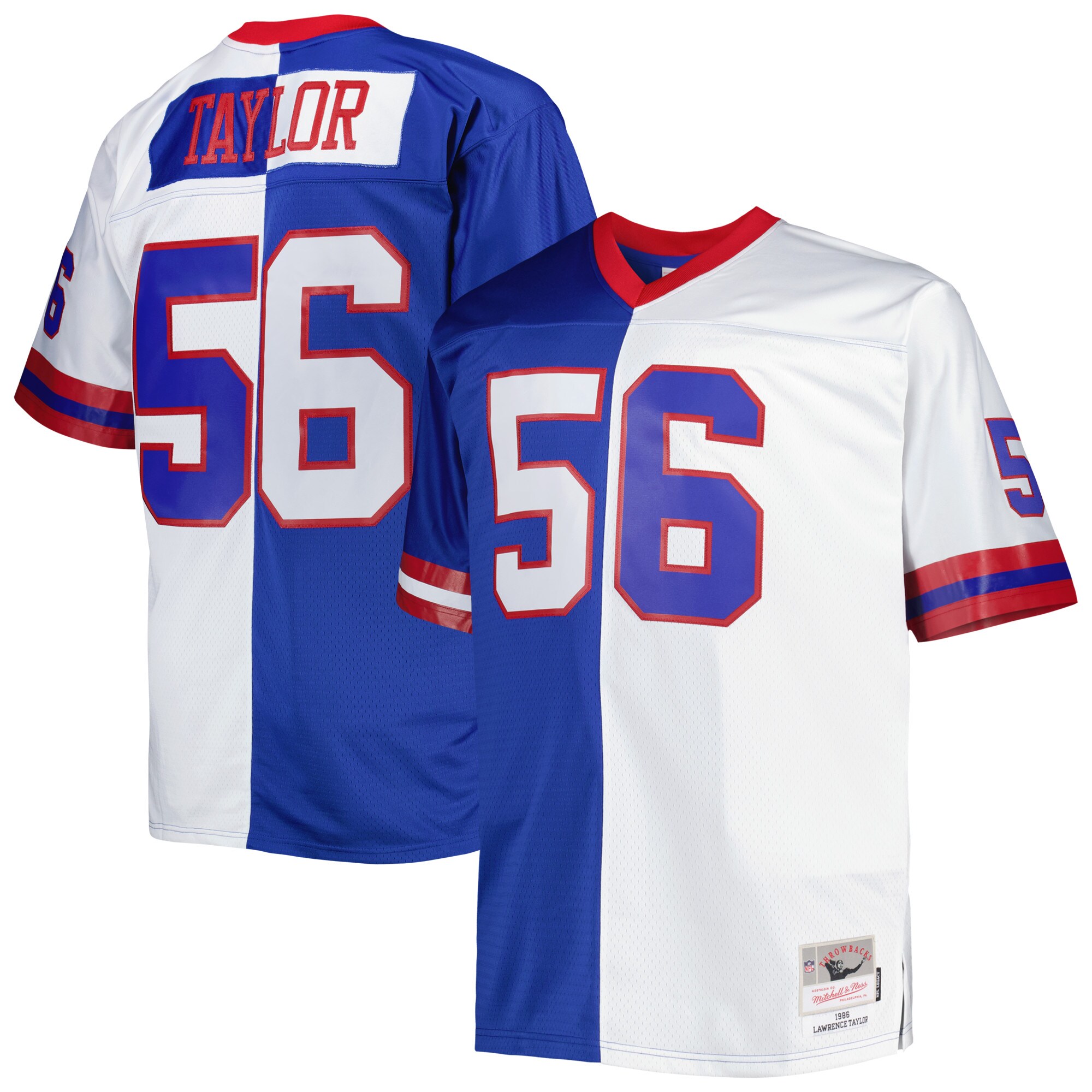Lawrence Taylor New York Giants Mitchell & Ness Big & Tall Split Legacy Retired Player Replica Jersey - Royal\/White - myjerseyhub