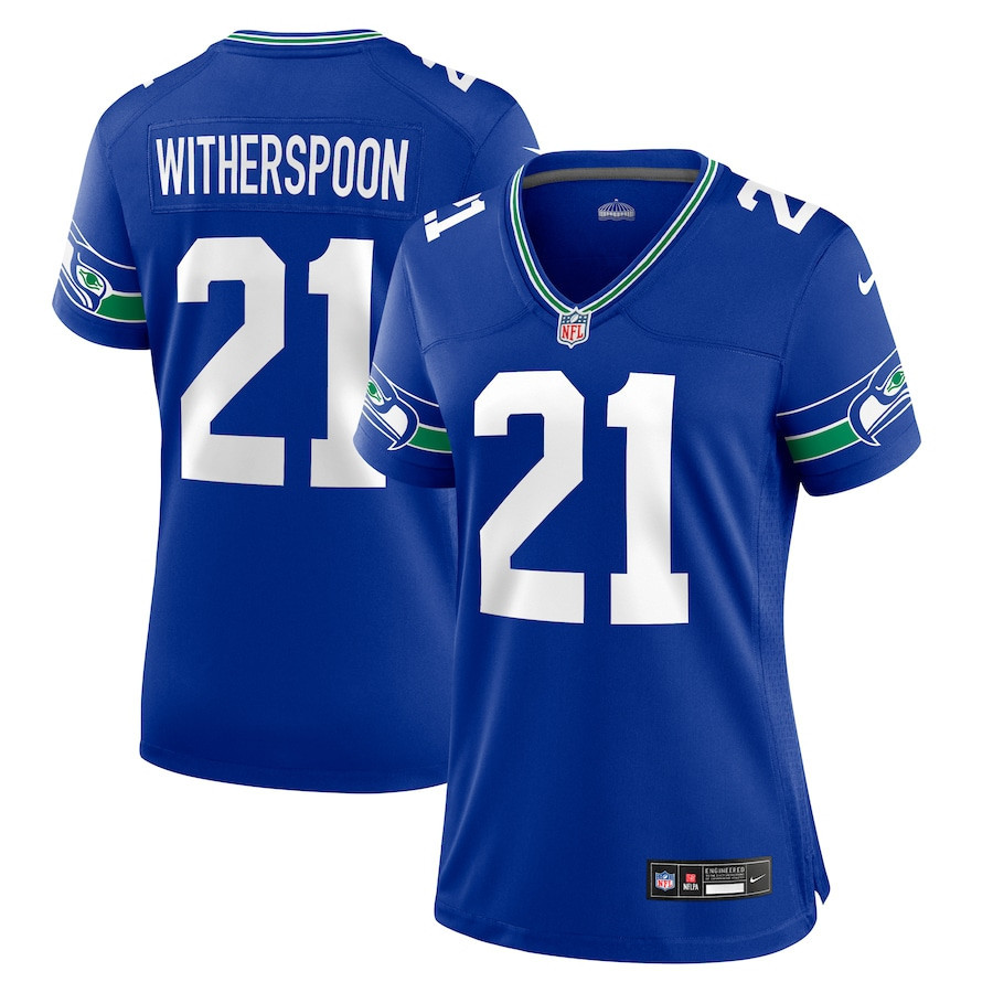 Devon Witherspoon 21 Seattle Seahawks Women Throwback Game Jersey - Royal - myjerseyhub