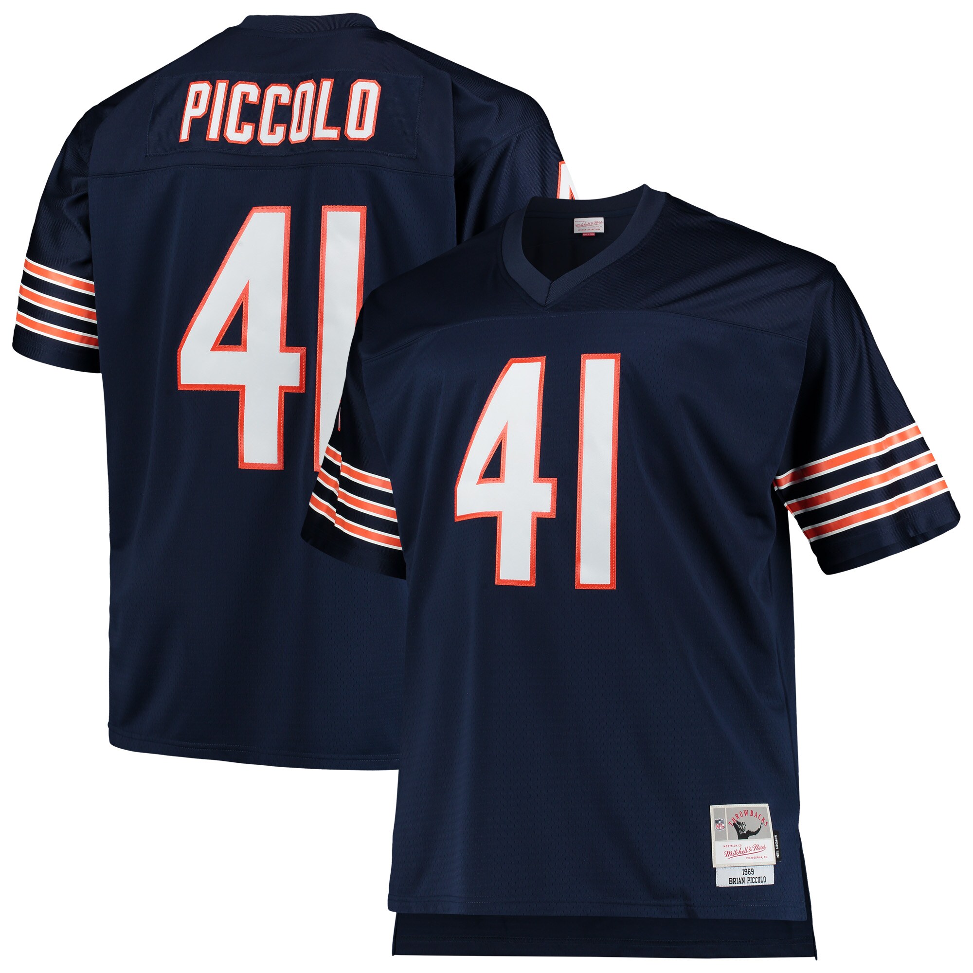 Brian Piccolo Chicago Bears Mitchell & Ness Big & Tall 1969 Retired Player Replica Jersey - Navy - myjerseyhub