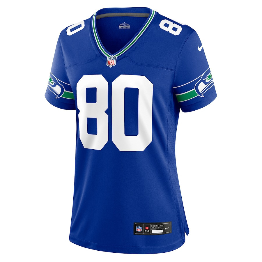 Steve Largent 80 Seattle Seahawks Women Throwback Retired Game Jersey - Royal - myjerseyhub
