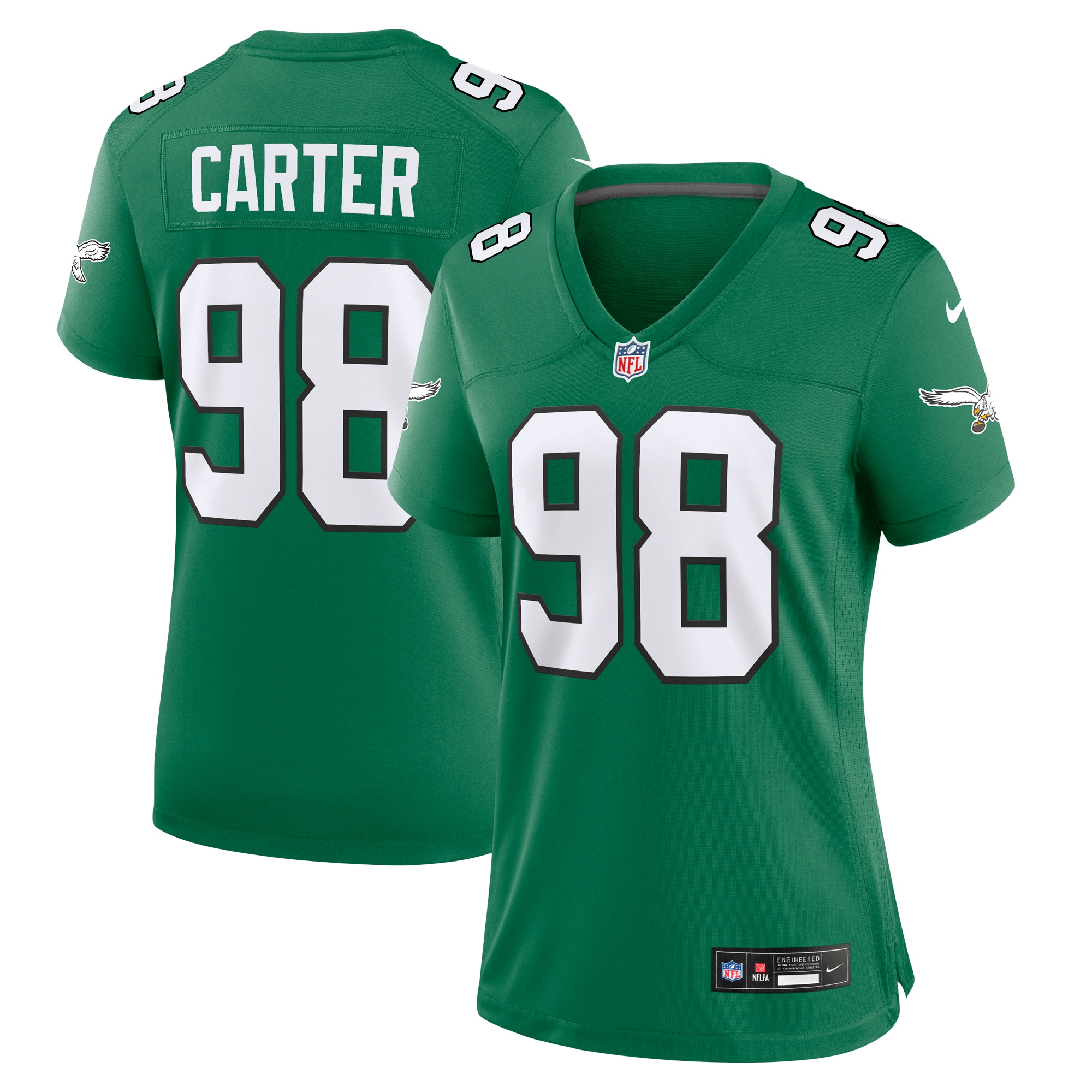 Jalen Carter Philadelphia Eagles Women's Alternate Game Jersey - Kelly Green - myjerseyhub