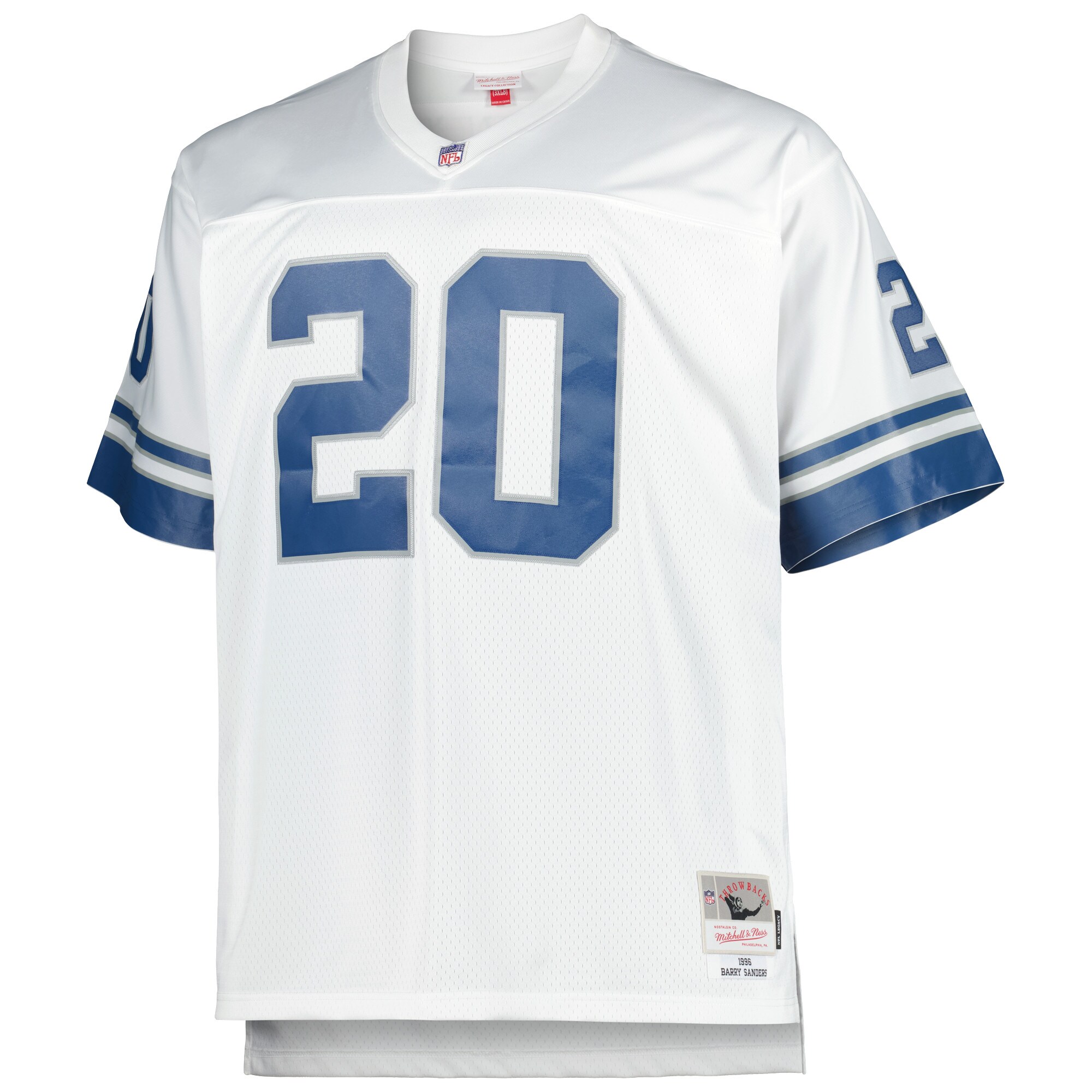 Barry Sanders Detroit Lions Mitchell & Ness Big & Tall 1996 Retired Player Replica Jersey - White - myjerseyhub