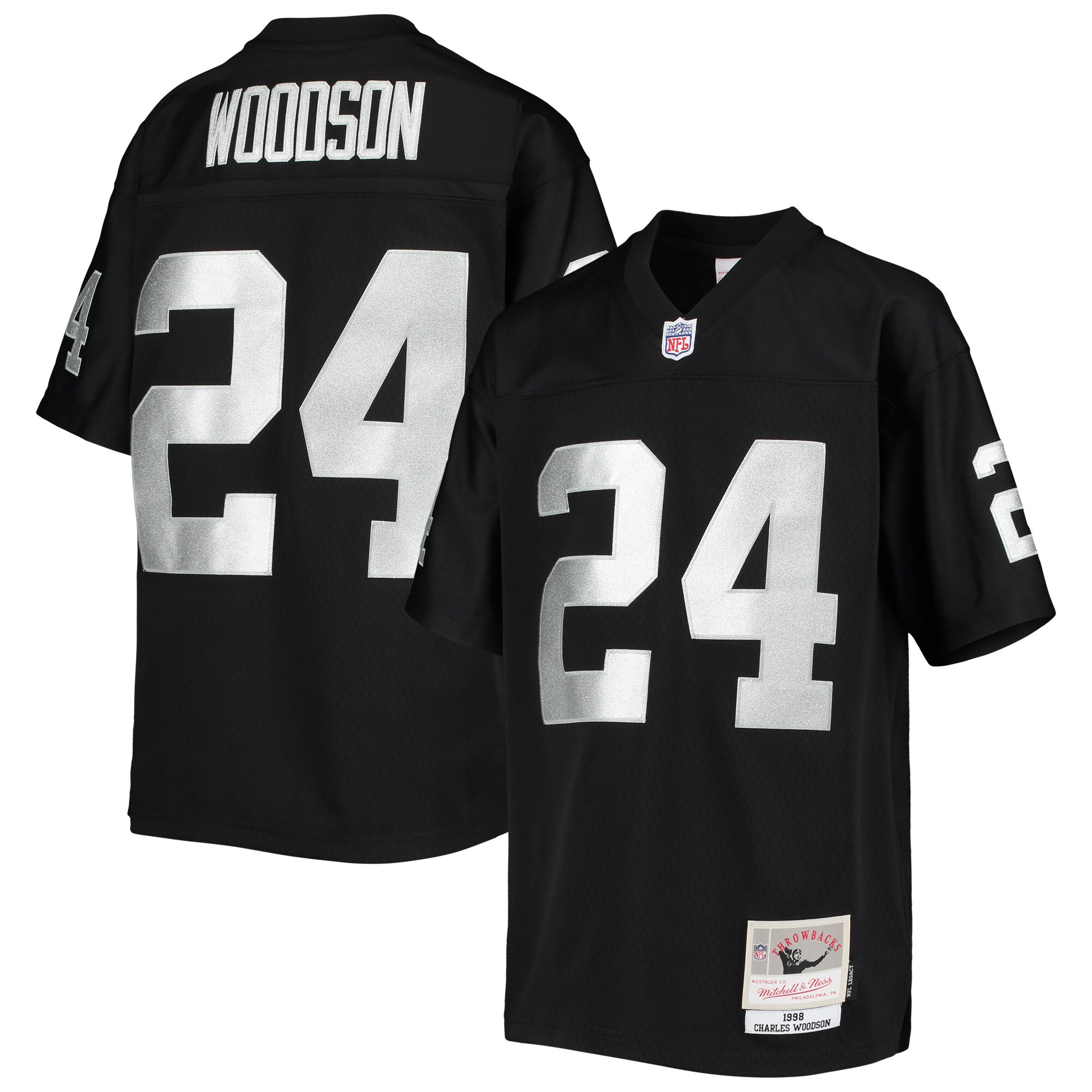 Charles Woodson Las Vegas Raiders Mitchell & Ness Youth 1998 Legacy Retired Player Jersey - Black - myjerseyhub