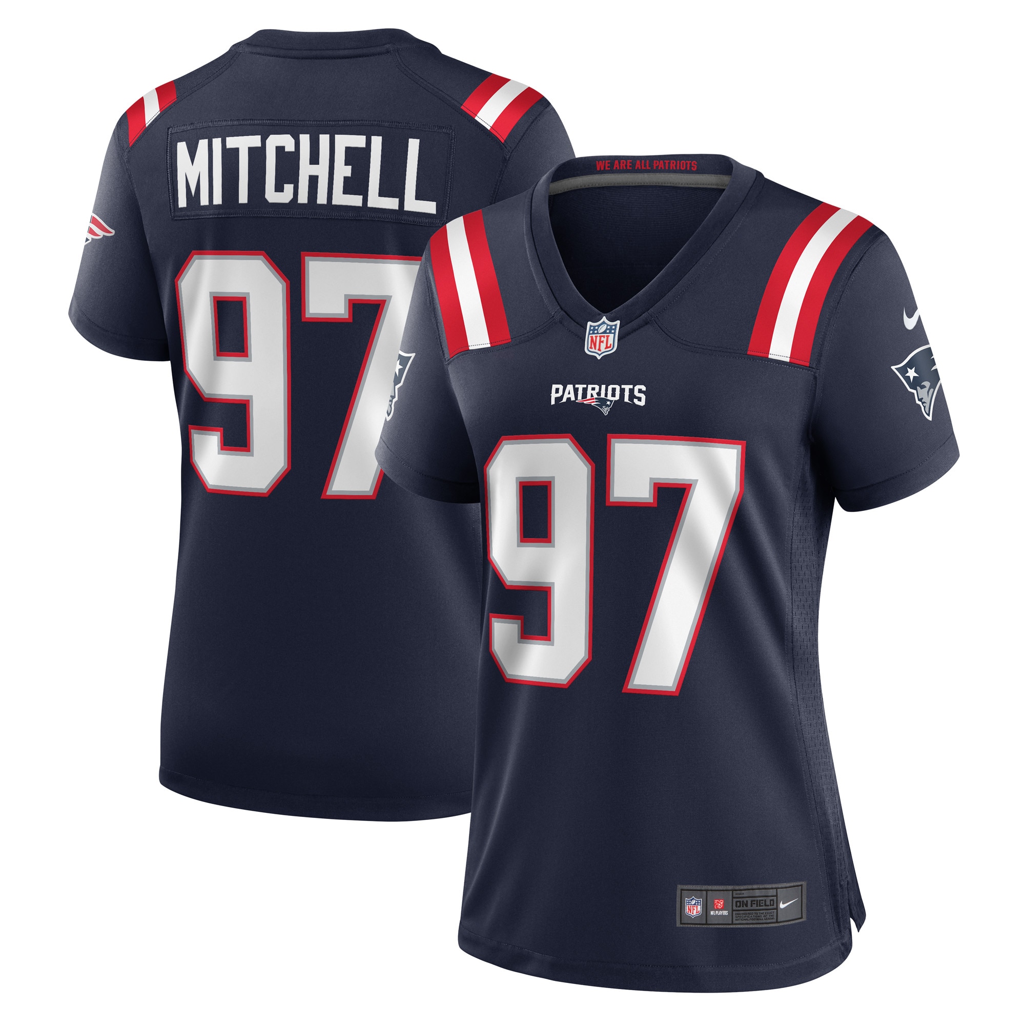 DaMarcus Mitchell New England Patriots Women's Game Player Jersey - Navy - myjerseyhub