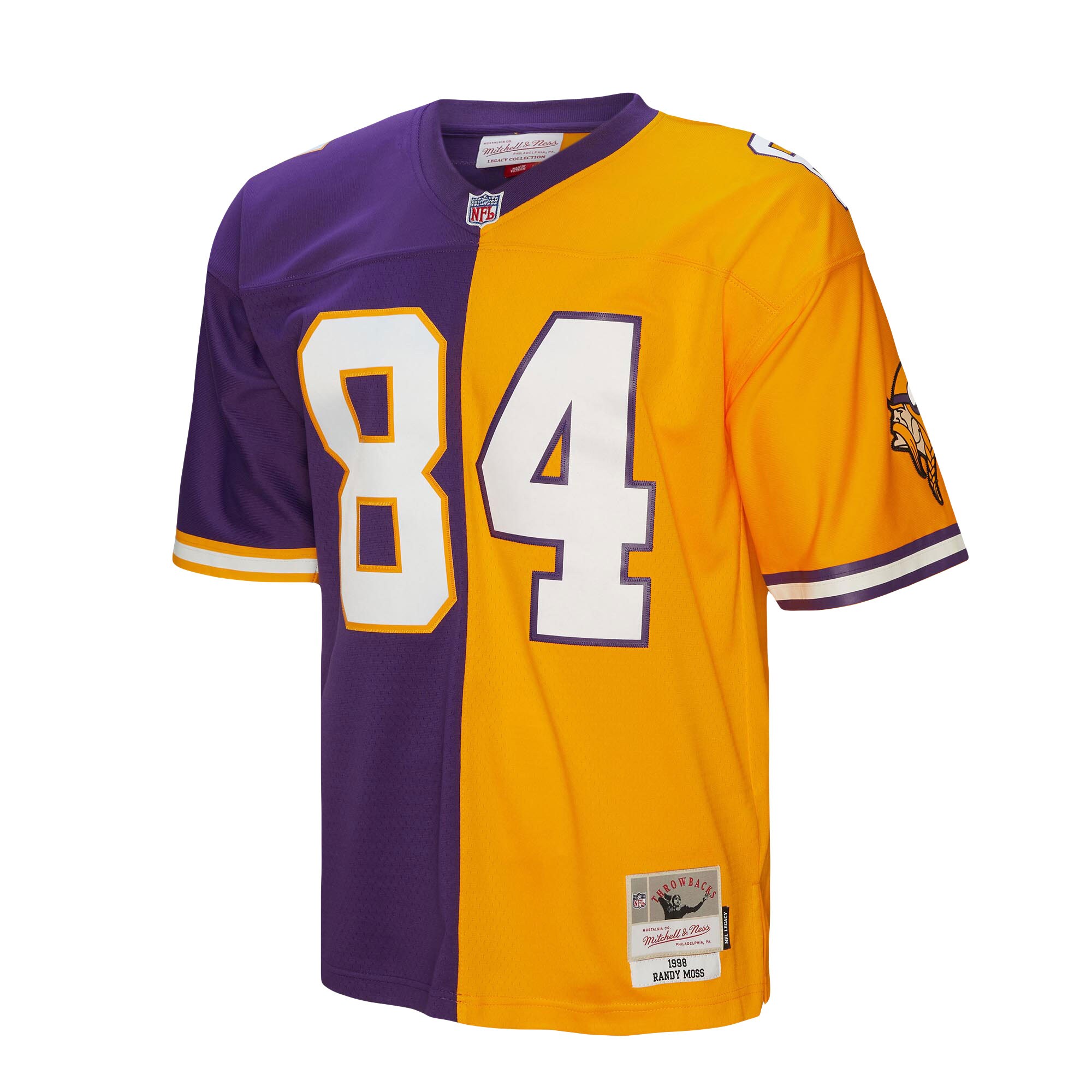 Randy Moss Minnesota Vikings Mitchell & Ness 1998 Split Legacy Replica Jersey - Purple\/Gold - myjerseyhub