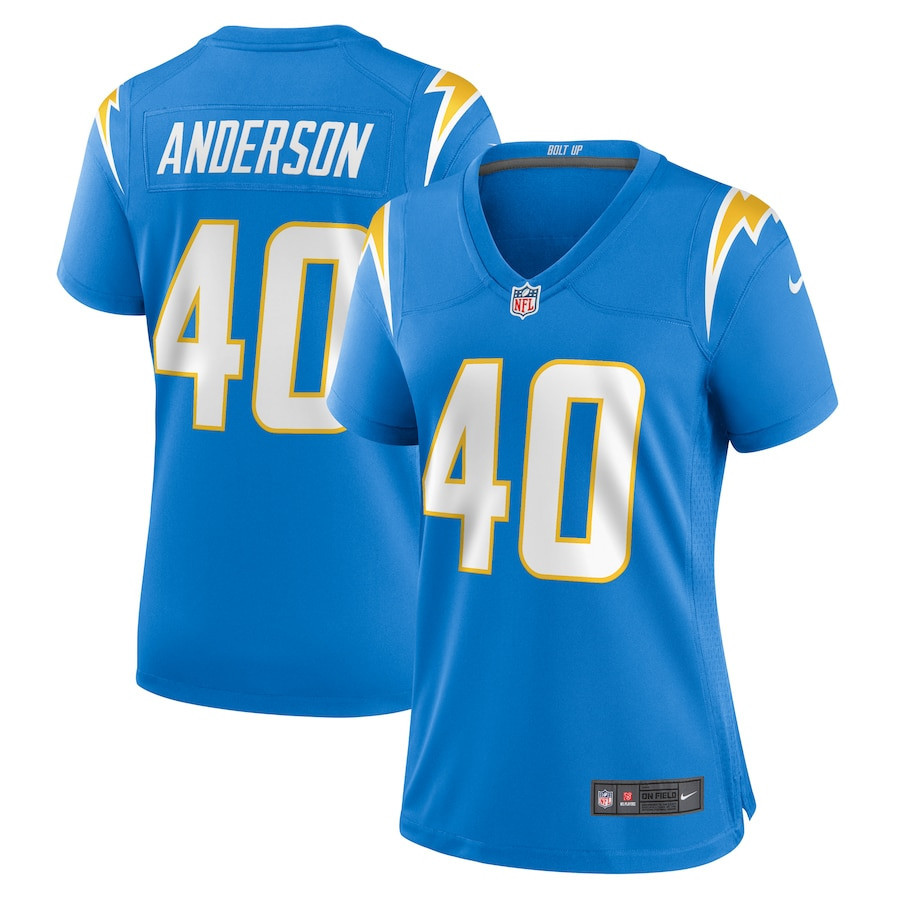 Stephen Anderson 40 Los Angeles Chargers Game Women Jersey - Powder Blue - myjerseyhub