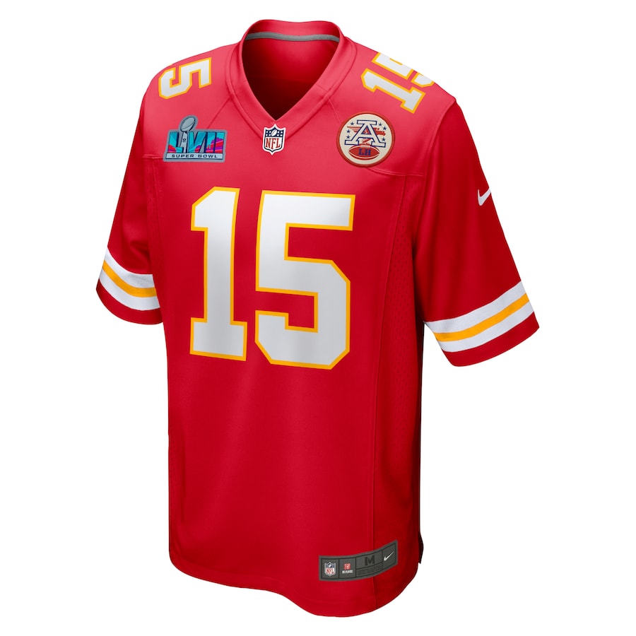 Mens Kansas City Chiefs Patrick Mahomes Red Super Bowl LVII (2022 Season) Patch Game Jersey - myjerseyhub