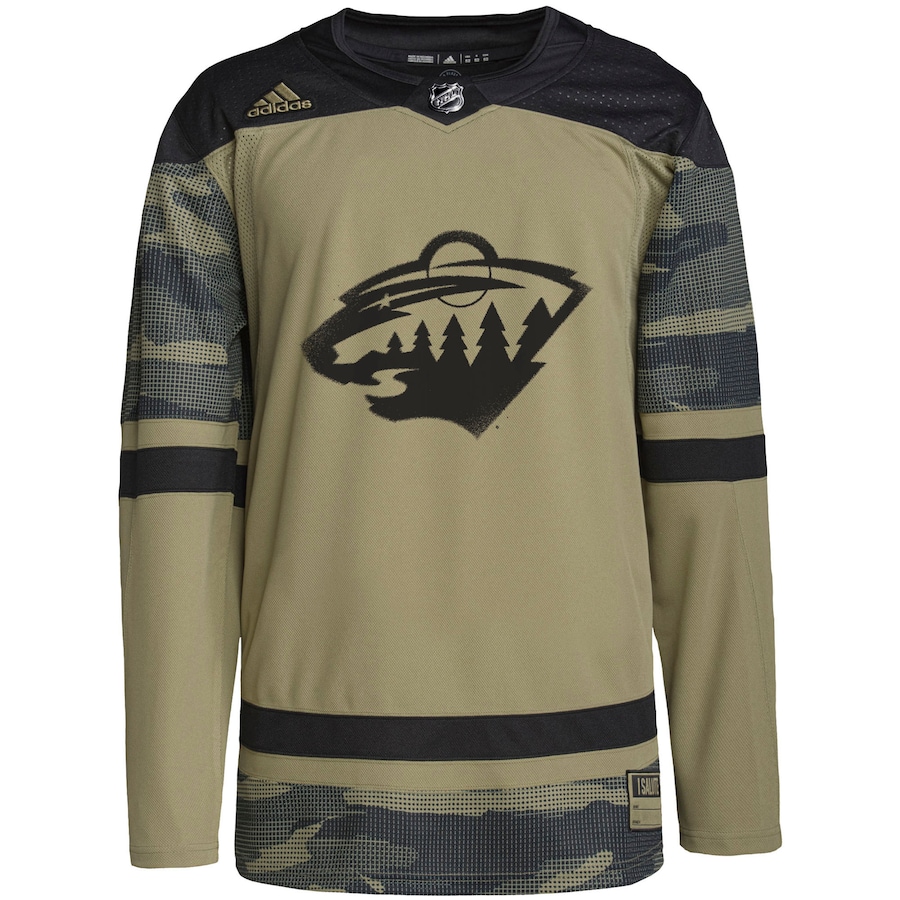 Youth Minnesota Wild Camo Military Appreciation Team Authentic Custom Practice Jersey - myjerseyhub