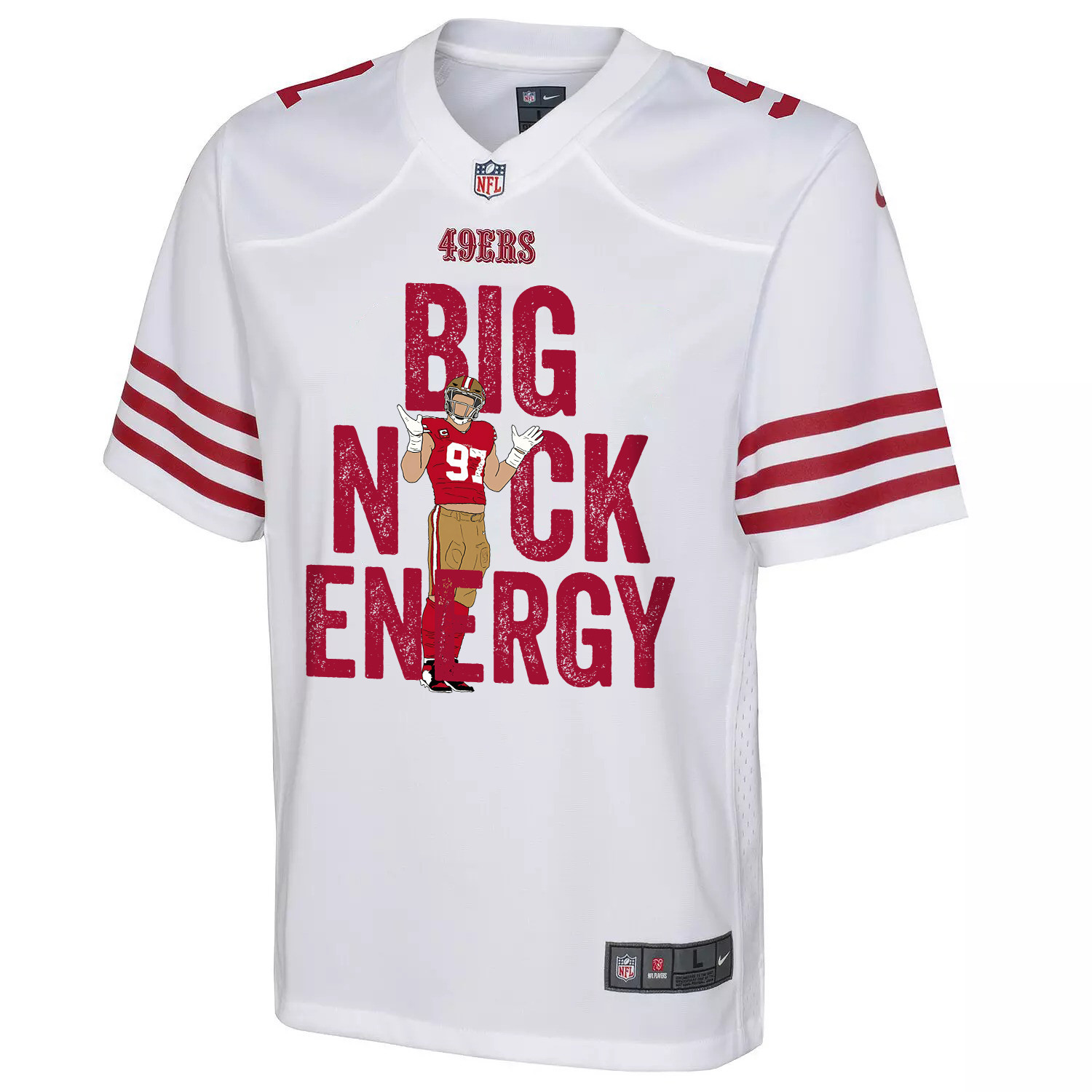 Nick Bosa 97 San Francisco 49ers Big Nick Energy Game YOUTH Jersey - White - myjerseyhub