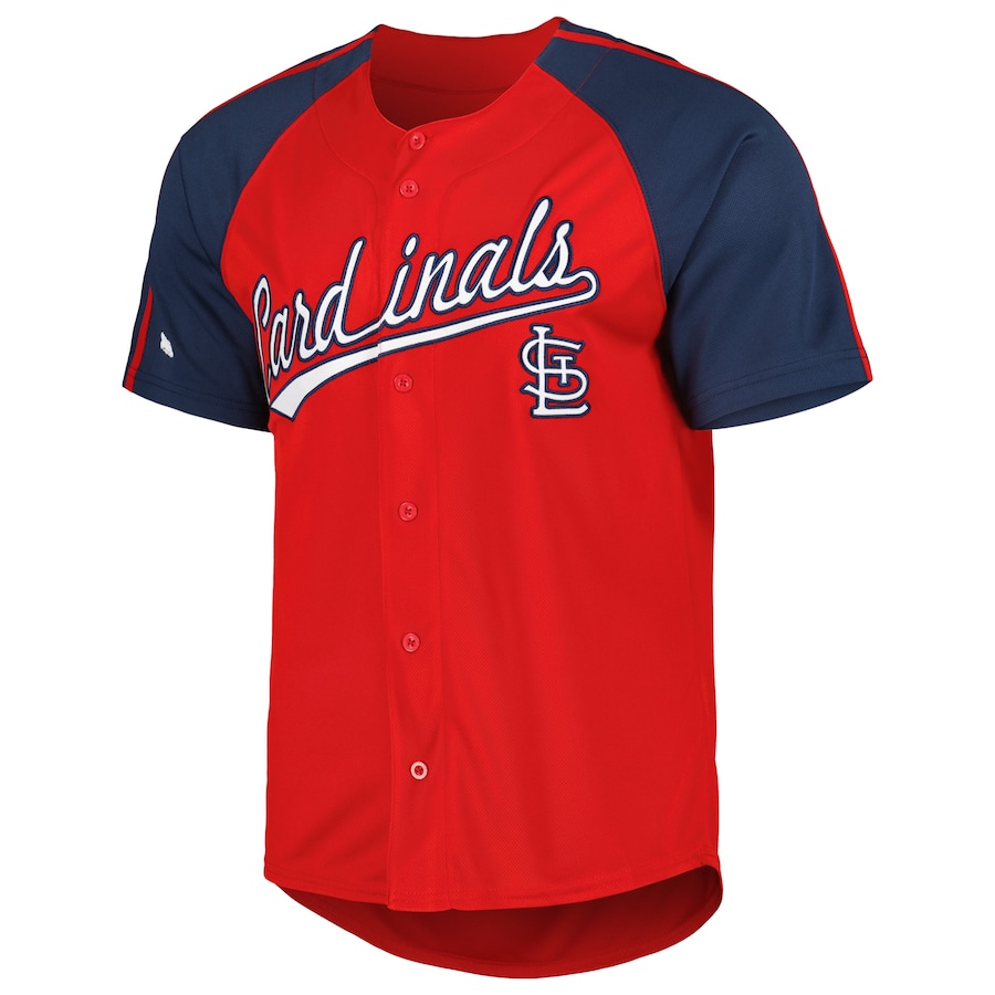 Men's St. Louis Cardinals Stitches Red Button-Down Raglan Fashion Jersey - myjerseyhub