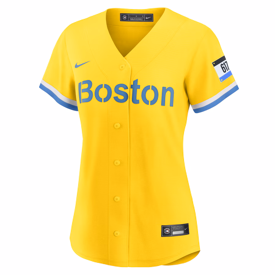 Women's Boston Red Sox Nike Gold/Light Blue City Connect Replica Jersey - myjerseyhub