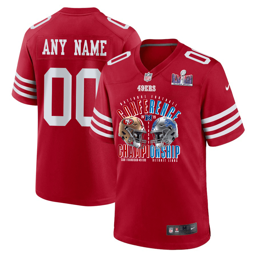 San Francisco 49ers vs. Detroit Lions 2023 NFC Championship Matchup Game Custom Men Jersey - Scarlet - myjerseyhub