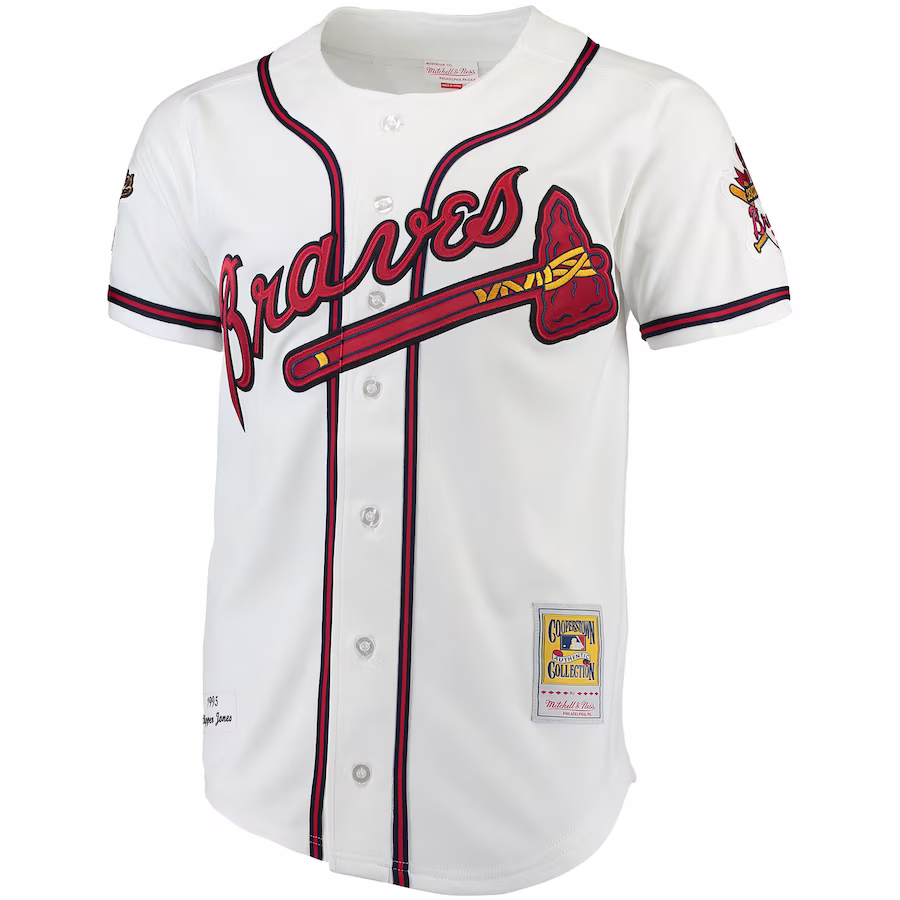 Men's Atlanta Braves Chipper Jones Mitchell & Ness White Authentic Jersey - myjerseyhub