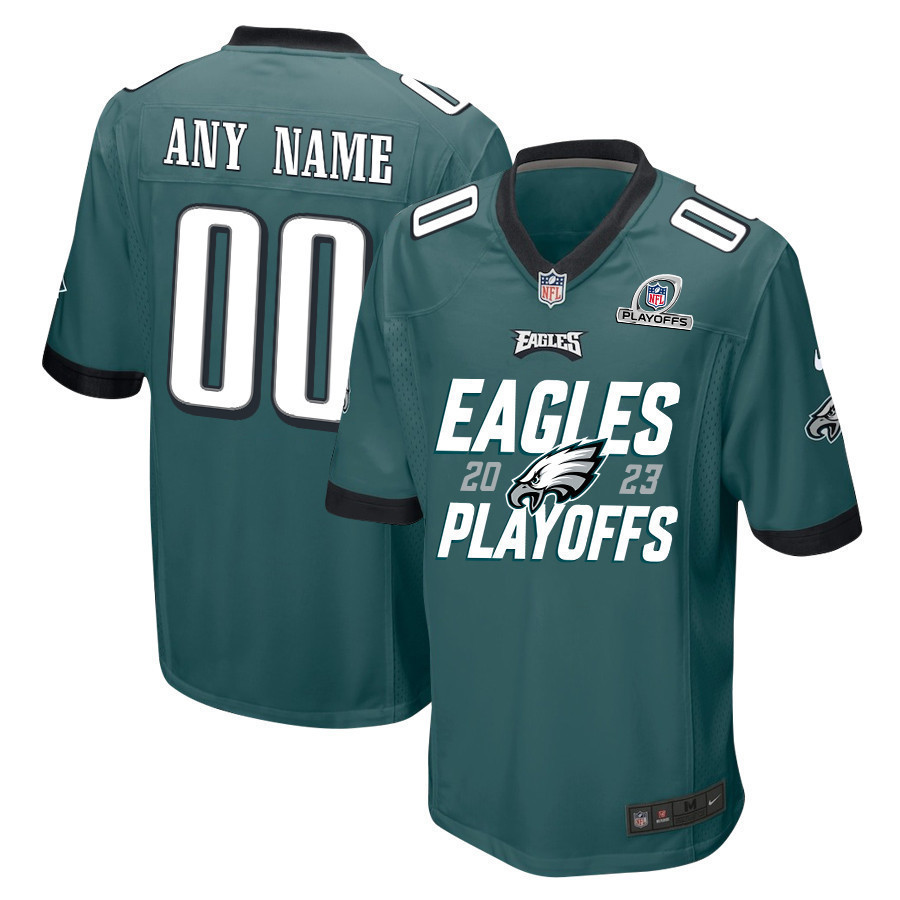 Philadelphia Eagles 2023 Playoffs Iconic Game Men Custom Jersey - Midnight Green - myjerseyhub
