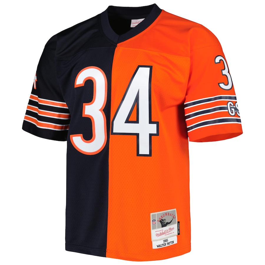 Mens Chicago Bears Walter Payton Navy/Orange 1985 Split Legacy Replica Jersey - myjerseyhub