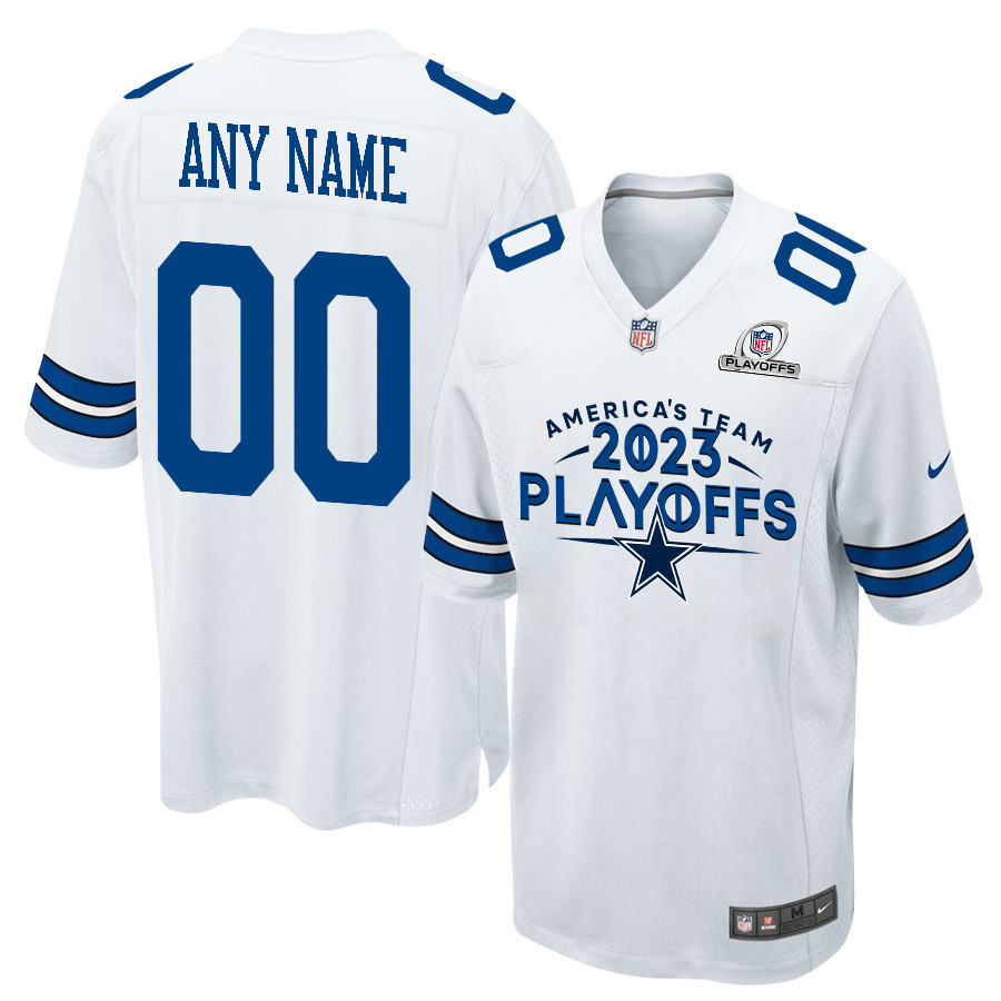 Dallas Cowboys America's Team 2023 Playoffs Game Men Custom Jersey - White - myjerseyhub