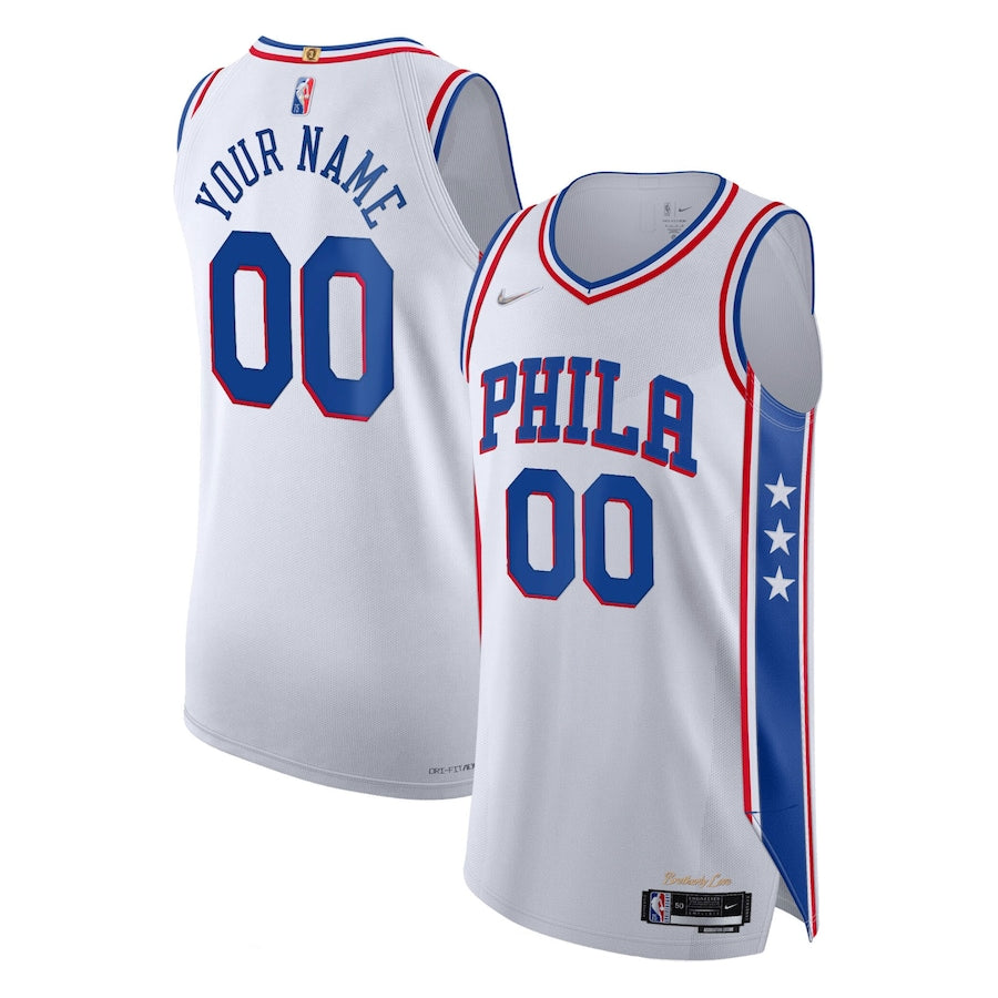 Mens Philadelphia 76ers White 2021/22 Diamond Authentic Custom Jersey - myjerseyhub