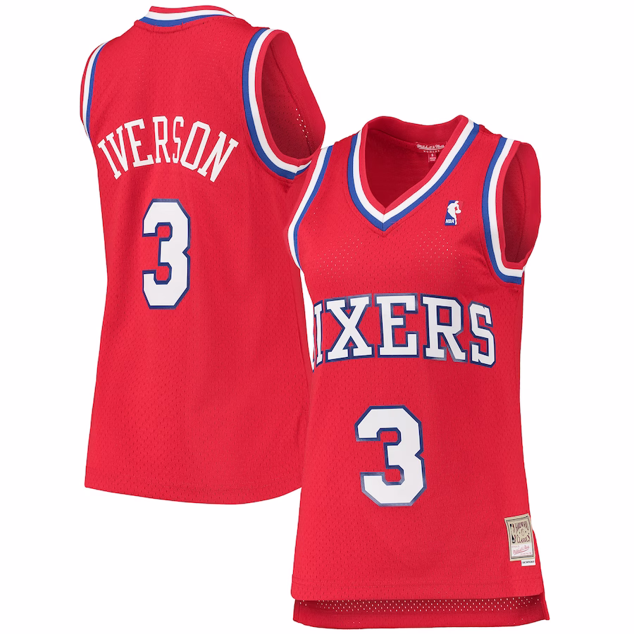 Women's Philadelphia 76ers Allen Iverson Mitchell & Ness Red 2002-03 Hardwood Classics Swingman Jersey - myjerseyhub