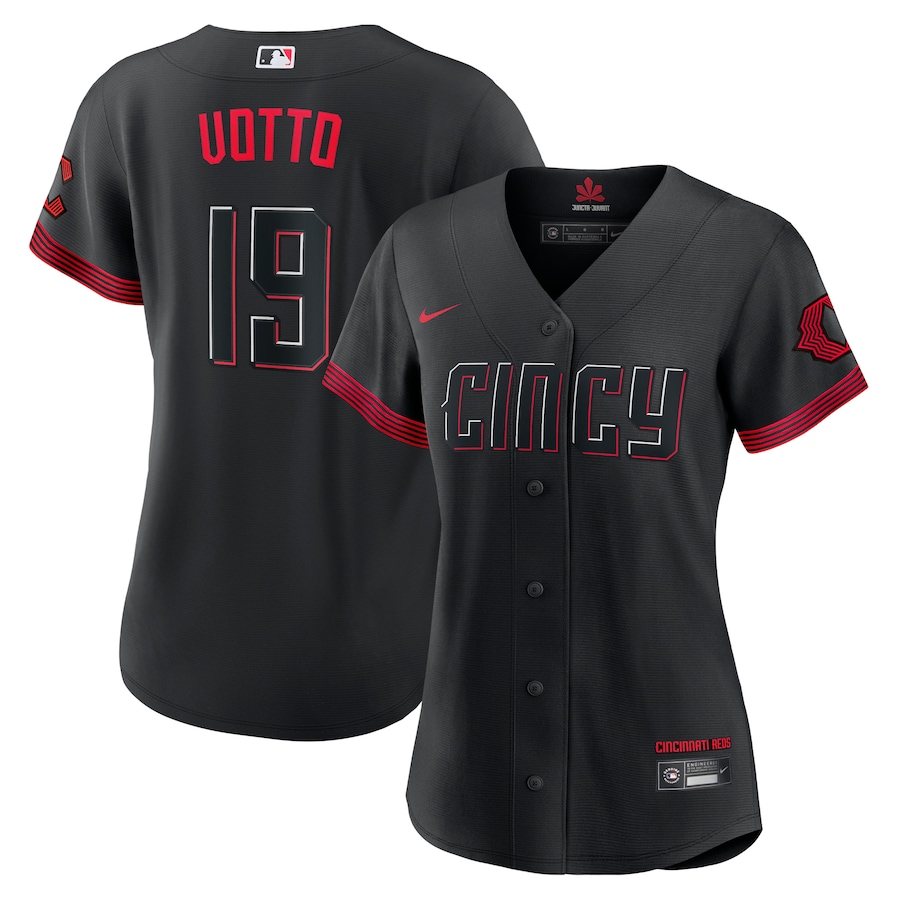 Women's Cincinnati Reds Joey Votto Black City Connect Replica Player Jersey - myjerseyhub