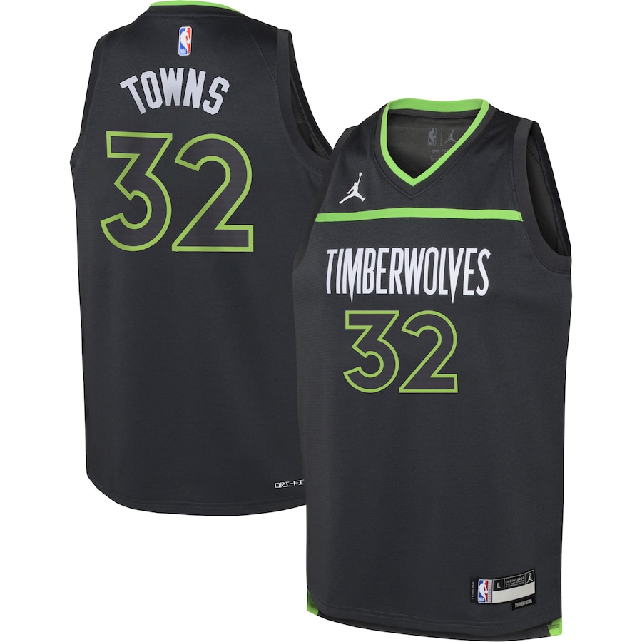 Youth Minnesota Timberwolves Karl-Anthony Towns Jordan Brand Black Jersey - myjerseyhub
