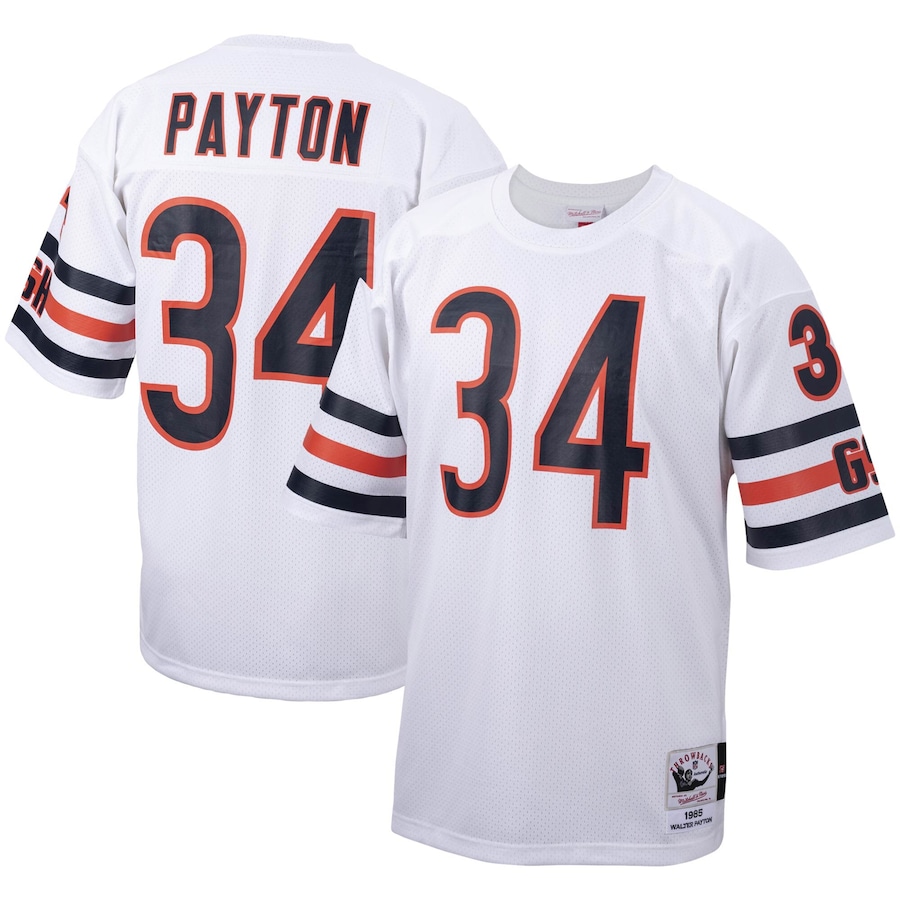 Mens Chicago Bears Walter Payton White Big & Tall 1985 Retired Player Replica Jersey - myjerseyhub