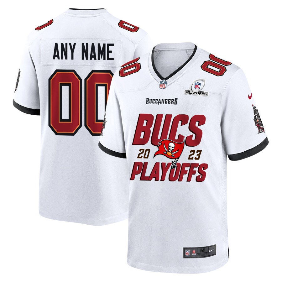 Tampa Bay Buccaneers 2023 Playoffs Iconic Game Men Custom Jersey - White - myjerseyhub