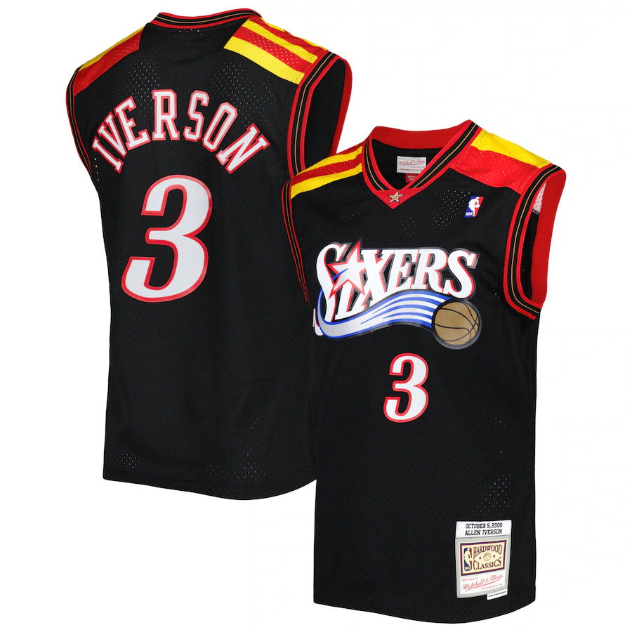 Men's Philadelphia 76ers Allen Iverson Mitchell & Ness Black Hardwood Classics 2006/07 Swingman Jersey - myjerseyhub