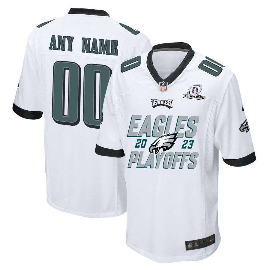 Philadelphia Eagles 2023 Playoffs Iconic Game Men Custom Jersey - White - myjerseyhub