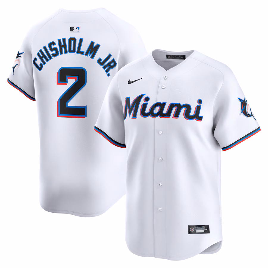 Youth Miami Marlins Jazz Chisholm Jr. Nike White Home Limited Player Jersey - myjerseyhub