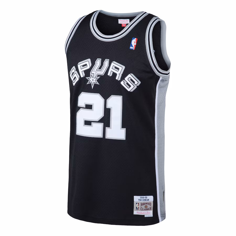 Men's San Antonio Spurs Tim Duncan Mitchell & Ness Black Hardwood Classics Swingman Jersey - myjerseyhub