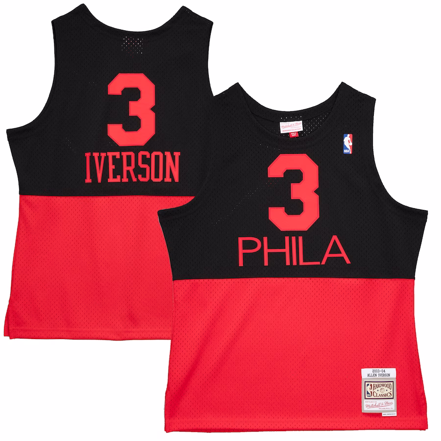 Men's Philadelphia 76ers Allen Iverson Mitchell & Ness Black 2003-2004 Hardwood Classics Reload 2.0 Swingman Jersey - myjerseyhub