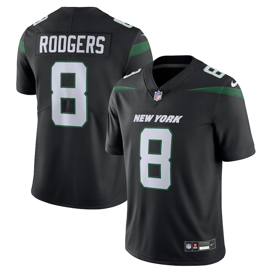 Mens New York Jets Aaron Rodgers Black Vapor Untouchable Limited Jersey - myjerseyhub