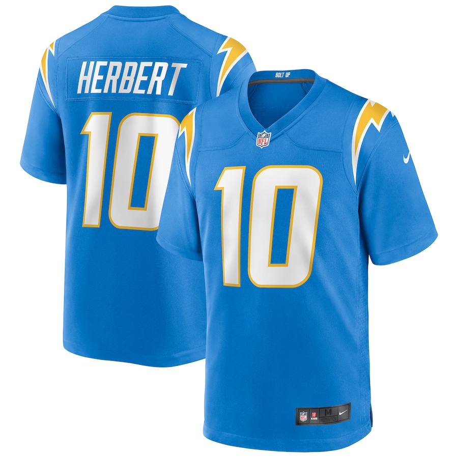 Mens Los Angeles Chargers Justin Herbert Powder Blue Player Game Jersey - myjerseyhub